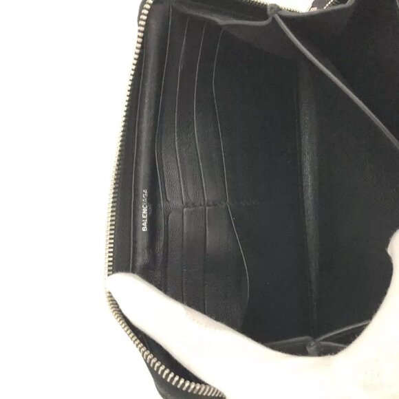 BALENCIAGA Everyday Leather Zip Around Long Wallet Black/4BC0390 - Picture 7 of 8